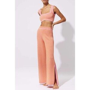 Solid & Striped The Logan Pant S Pink Orange Stripe Wide Leg Pull On Swim Cover